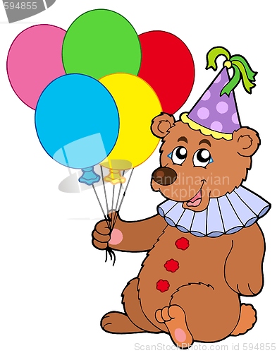 Image of Clown bear with balloons