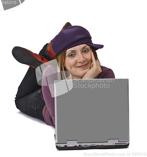 Image of Young woman with a laptop