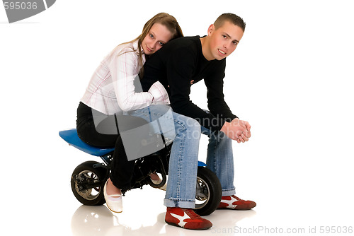 Image of Youngsters with their pocket-bike