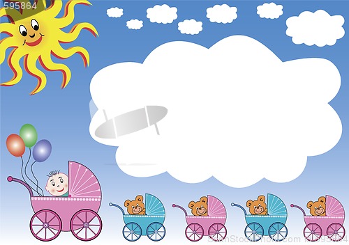 Image of blue sky, big white cloud and buggies