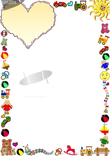 Image of toys  border with heart in the top