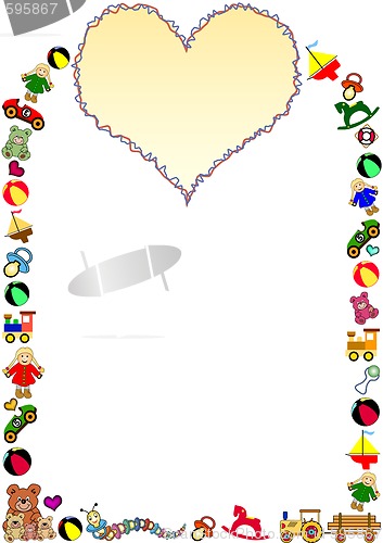 Image of toys border with heart in the top