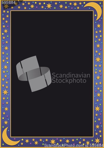 Image of blue border with golden stars and moons