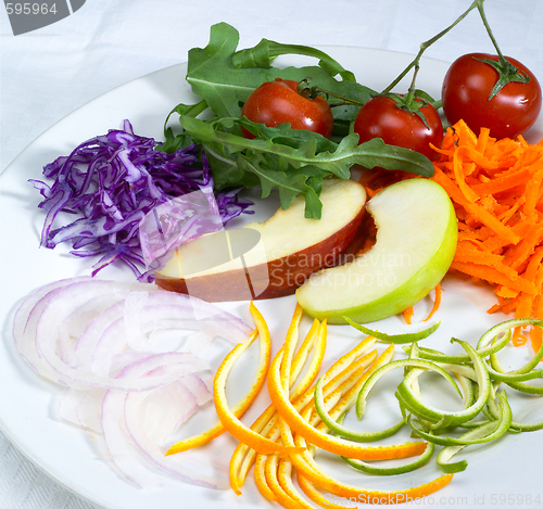 Image of salad ingredient on a plate