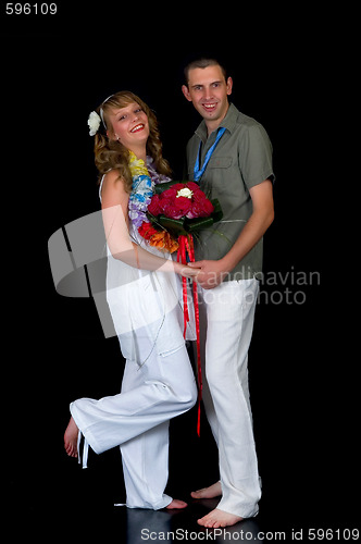 Image of Young happy wedding couple