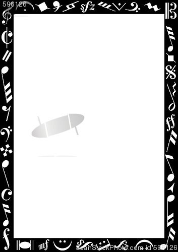 Image of black border with music signs