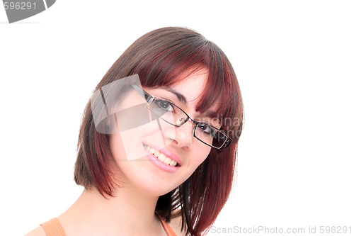 Image of young businesswoman wearing glasses