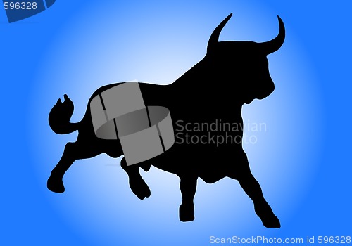 Image of black bull on blue gradient background