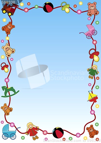 Image of background with colorful toys border