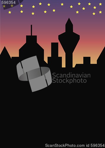 Image of silhouette of the city at night