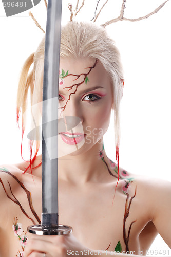 Image of Blonde with katana