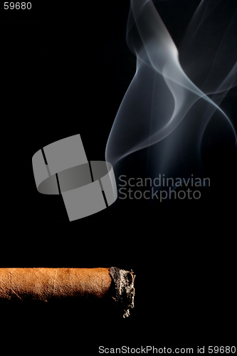 Image of cigar smoking over black