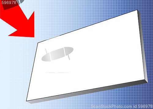 Image of white billboard with red arrow