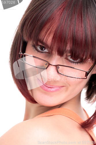 Image of young businesswoman wearing glasses