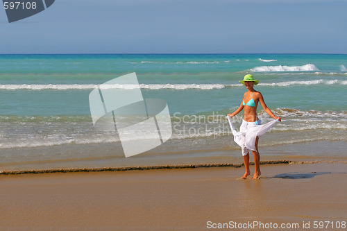 Image of Pretty blonde in bikini