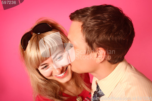 Image of Pink kissing