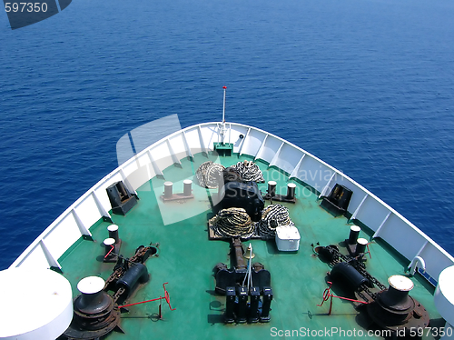 Image of bow of a ship from above