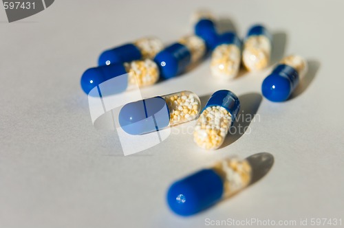 Image of many capsules isolated on background