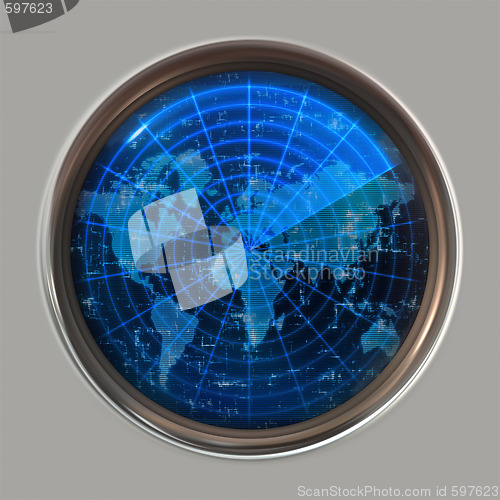 Image of world map radar or sonar