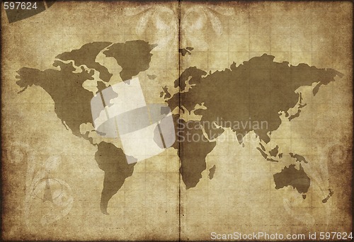 Image of old world map parchment paper
