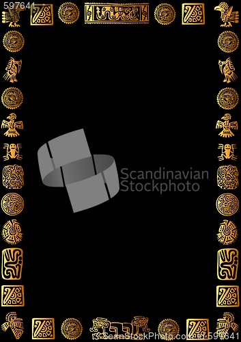 Image of black background with golden mexican signs