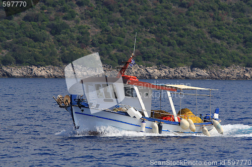 Image of Fishing boat on the Ionian island of Lefkas Greece