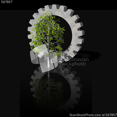 Image of birch and gearwheel