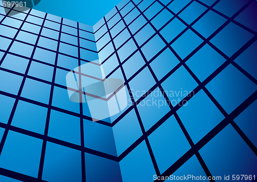 Image of office building reflection wide