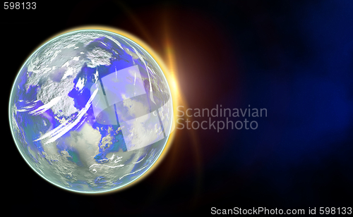 Image of Earth with Rising Sun i