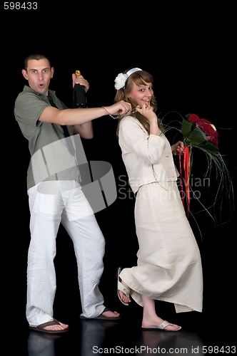 Image of Young happy wedding couple