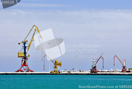 Image of Cranes, loading equipment, port of Herakleion