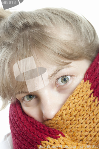 Image of Young woman in scarf