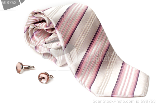 Image of Rose striped tie and cuff links