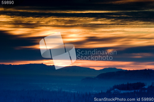 Image of Winter sunset with blurred horizon