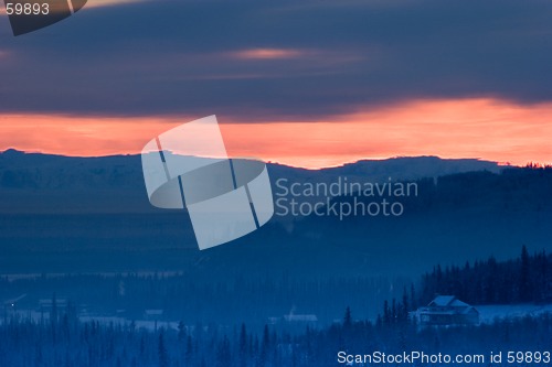 Image of Winter sunset with blurred horizon