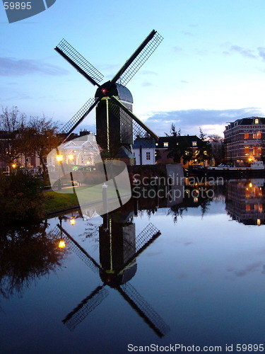 Image of windmill reflected