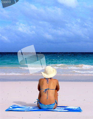 Image of Straw Hat Girl on Beach