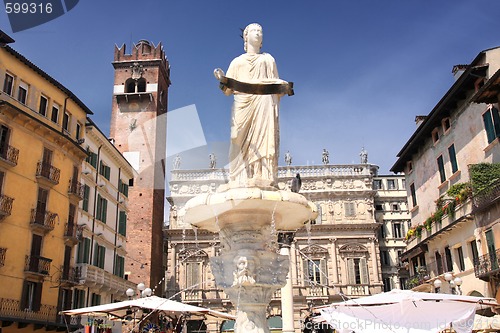 Image of Fountain Lady Verona in Piazza delle Erbe in Verona