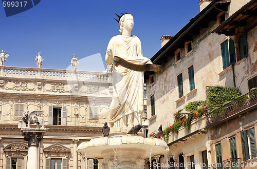 Image of Fountain Lady Verona in Piazza delle Erbe in Verona