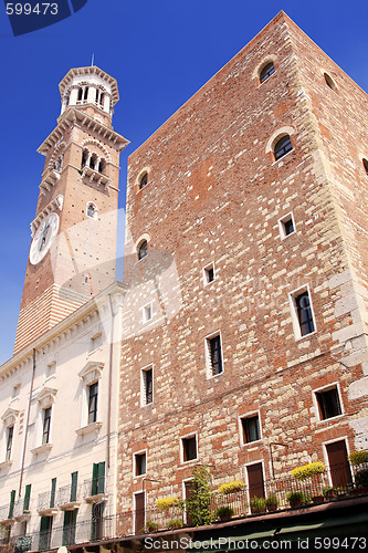 Image of Tower Lamberti in city Verona, Italy