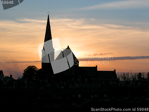 Image of Church Silhouette at Sunset