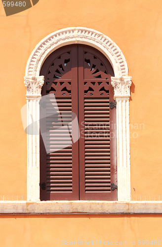 Image of windows in piazza Signoria, Verona, Italy
