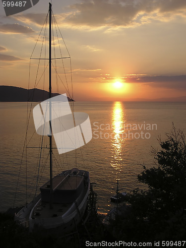 Image of Boat at Sunset