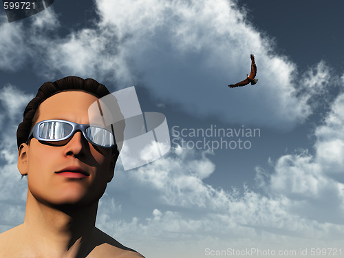 Image of man and eagle