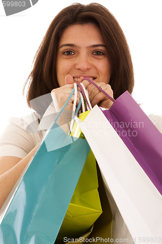 Image of woman happyness after shopping
