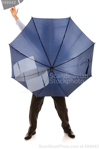 Image of hiding bewind an umbrella