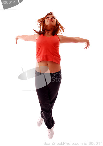 Image of attractive teenage dancing over white background