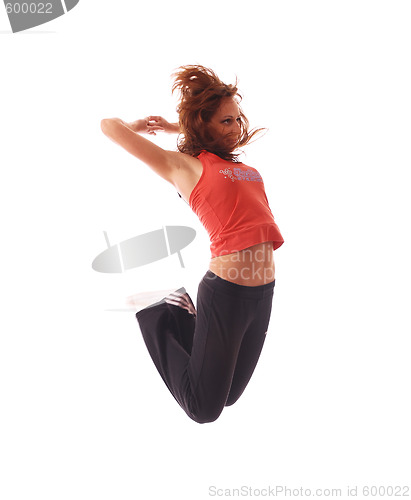 Image of attractive teenage dancing over white background