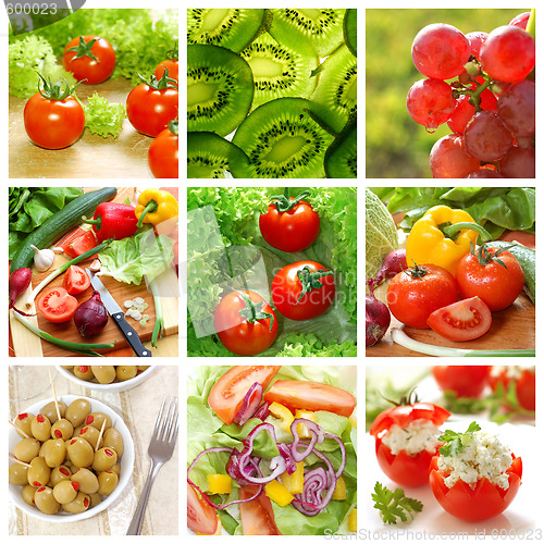 Image of healthy vegetables and food collage