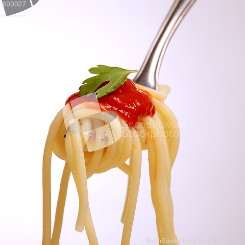 Image of spaghetti  on a fork